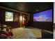 Home theater showcasing the large screen, projector, and comfortable seating at 5051 Plymouth Turtle Cir, St Cloud, FL 34772