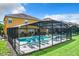 Inviting pool area with screened enclosure and lounge chairs at 1038 Orange Cosmos Blvd, Davenport, FL 33837