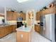 Well-equipped kitchen with island and stainless steel appliances at 1038 Orange Cosmos Blvd, Davenport, FL 33837