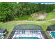 Inviting pool and spa with screened enclosure, viewed from above at 1038 Orange Cosmos Blvd, Davenport, FL 33837