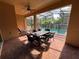 Covered patio with wicker furniture and access to the pool area at 1921 Nice Ct, Kissimmee, FL 34747