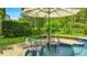 Poolside seating with umbrella and small table at 2891 Swoop Cir, Kissimmee, FL 34741