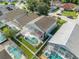 Aerial view of a house with a private pool and fenced backyard at 4384 Creekside Blvd, Kissimmee, FL 34746