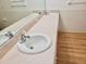 Double-sink bathroom vanity with a large mirror at 1025 W Lake Hamilton Dr, Winter Haven, FL 33881