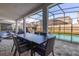 Covered patio with dining area and pool access at 9032 Flamingo Key Way, Kissimmee, FL 34747