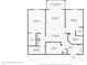 Floor plan highlighting two bedrooms, two bathrooms, living room, and kitchen at 7671 Comrow St # 202, Kissimmee, FL 34747