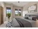 Main bedroom with large windows, neutral carpeting, and a plush bed at 501 Mirasol Cir # 424, Celebration, FL 34747
