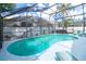 Enclosed kidney-shaped swimming pool with a spa and patio furniture at 162 Seneca Point Trl, Kissimmee, FL 34746