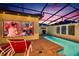 Outdoor movie screen and pool area perfect for entertainment at 9047 Rhodes St, Kissimmee, FL 34747