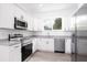Modern kitchen with stainless steel appliances and granite countertops at 48 Atlantic Ave, Babson Park, FL 33827