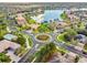 Aerial view of a neighborhood featuring a lake, pool, and circular road at 227 Verona Dr, Poinciana, FL 34759