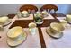 Dining table setting with light beige tableware at 2556 Bear Creek Ct, Kissimmee, FL 34747