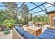 Spacious screened patio with seating area, hot tub, and grill at 356 Toldedo Rd, Davenport, FL 33837