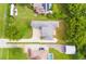An overhead view showcasing the home's layout, landscaping and a pool at 1380 E Lake Shore Blvd, Kissimmee, FL 34744