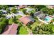 Aerial view of a home's backyard with pool and shed at 7819 Puritan Rd, Orlando, FL 32807