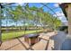 Spacious screened patio with fire pit and seating area, overlooking a private backyard at 341 Navarra Ln, Davenport, FL 33837