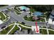 Aerial view showing home's location, community pool, and playground at 4523 Cypress Cay Way, Kissimmee, FL 34746