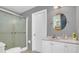 Clean bathroom with a large shower and updated vanity at 3105 Pastures Rd, Kissimmee, FL 34746