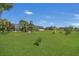 Expansive grassy backyard with a screened-in pool area at 3105 Pastures Rd, Kissimmee, FL 34746