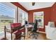 Home office with built-in shelving and views to backyard at 3105 Pastures Rd, Kissimmee, FL 34746