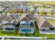 Aerial view showing home with private pool and screened enclosure at 3425 Halsway Dr, Orlando, FL 32824