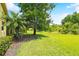 Landscaped backyard with mature trees and grassy area at 196 Ventana Dr, Poinciana, FL 34759