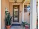 Inviting front entrance with decorative door and potted plants at 350 Balboa Dr, Kissimmee, FL 34759
