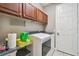 Laundry room with washer, dryer, and ample cabinet storage at 350 Balboa Dr, Kissimmee, FL 34759