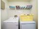 Laundry room with washer, dryer, and shelving at 523 Balmoral Dr, Davenport, FL 33896