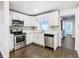 Modern kitchen with white cabinets and stainless steel appliances at 117 W Maple St, Davenport, FL 33837