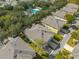 Aerial perspective of townhouses with community pool visible at 7127 Harmony Square S Dr # 7127, Harmony, FL 34773