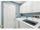 Functional laundry room with washer, dryer, and built-in cabinets at 805 Via Bianca Dr, Davenport, FL 33896