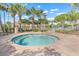 Relaxing circular hot tub surrounded by palm trees at 3838 Gulf Shore Cir, Kissimmee, FL 34746