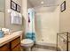 Clean bathroom featuring a shower/tub combo and updated fixtures at 270 Earlmont Pl, Davenport, FL 33896