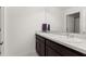 Bathroom with double vanity and dark brown cabinets at 4919 Conifer Cone Dr, Kissimmee, FL 34746