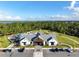 Aerial view of community clubhouse with pool, parking and lake view at 6883 Botanic Blvd, Harmony, FL 34773