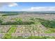 Aerial view showing a neighborhood with houses, landscaping, and a park at 1927 Partin Terrace Rd, Kissimmee, FL 34744