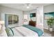 Spacious main bedroom with sliding glass doors to patio and ensuite bathroom at 540 Genoa Dr, Poinciana, FL 34759