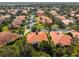 Aerial view of a residential neighborhood with houses and lush greenery at 561 Sienna Dr, Poinciana, FL 34759