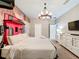 Bedroom with train theme and king-size bed at 9158 Wedge Dr, Davenport, FL 33896