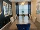 Elegant dining room with large table, six chairs and modern artwork at 1799 Caribbean View Ter, Kissimmee, FL 34747