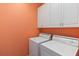 Laundry room with white cabinets and washer and dryer at 3401 Home Town Ln, St Cloud, FL 34769