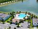 Resort-style pool and clubhouse with lakefront access at Windsor at Westside at 8912 Sydney Ave, Kissimmee, FL 34747