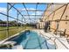 Screened pool and spa with backyard access at 131 Cadiz Loop, Davenport, FL 33837