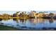 Scenic lakefront view with buildings and palm trees at 516 Millifiora Ln, Kissimmee, FL 34759