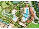 Aerial view of resort-style pool and lazy river at 7635 Oakmoss Loop, Davenport, FL 33837