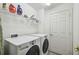 Laundry room with washer, dryer, and shelving for storage at 200 Grand Canal Dr, Kissimmee, FL 34759