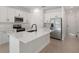 Modern kitchen featuring white cabinets, stainless steel appliances, and an island at 1738 Carnelian St, Deland, FL 32720