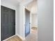 Hallway with dark gray doors and wood-look floors at 905 W 11Th Ave, Mount Dora, FL 32757