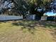 Large backyard with grassy area, partially fenced, and a shed at 2614 Pineway Dr, Orlando, FL 32839